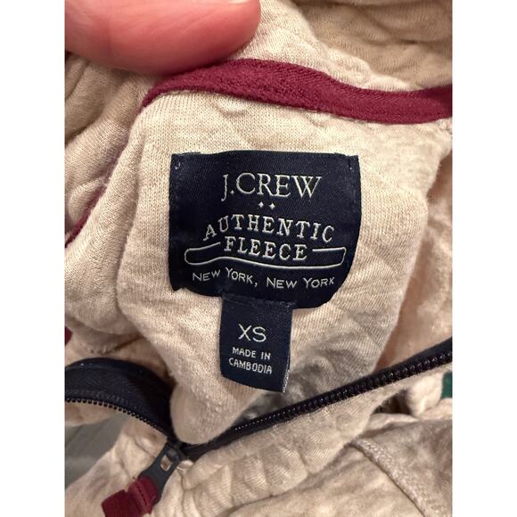 J. Crew Quilted Half-Zip Pull-Over Cream Oatmeal Color X-Small - Picture 3 of 5